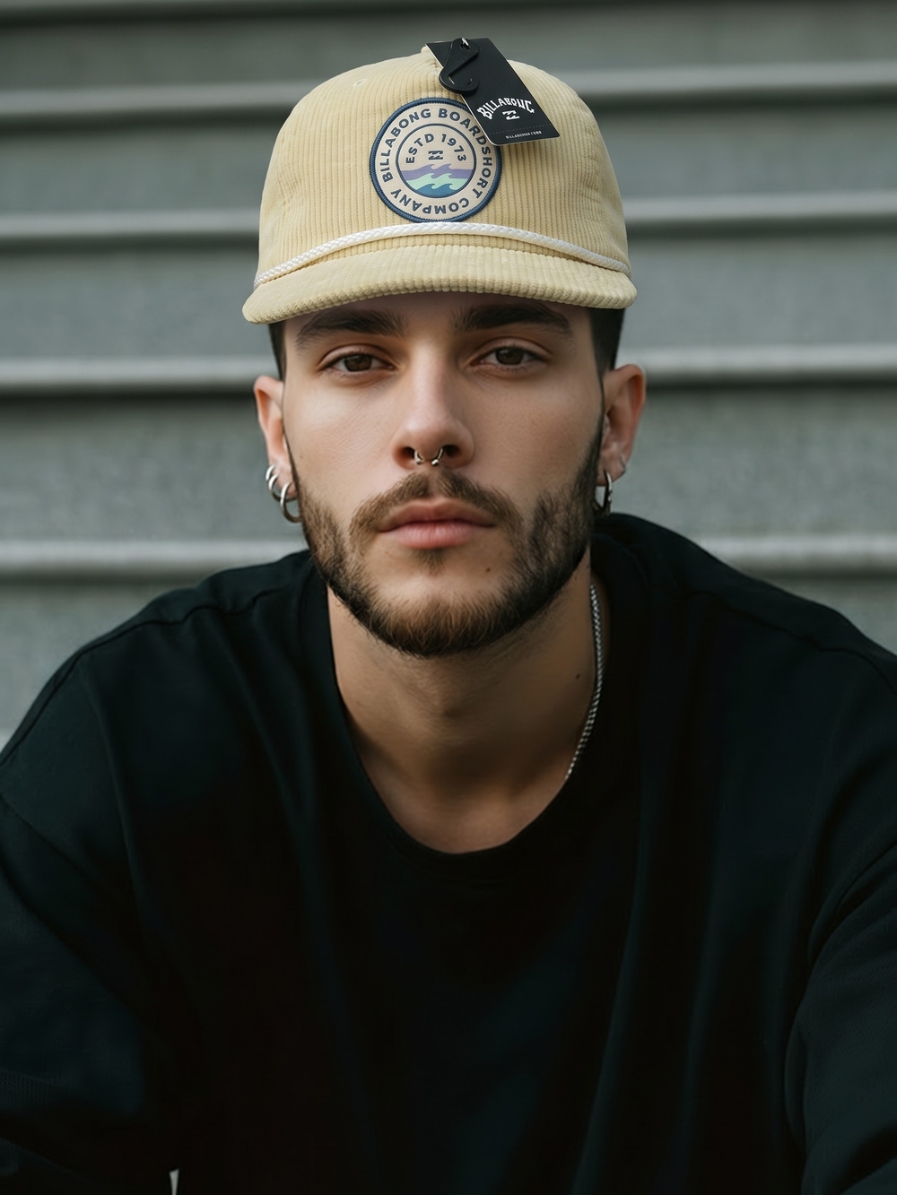 Billabong Tan Corduroy Cap with Logo Patch